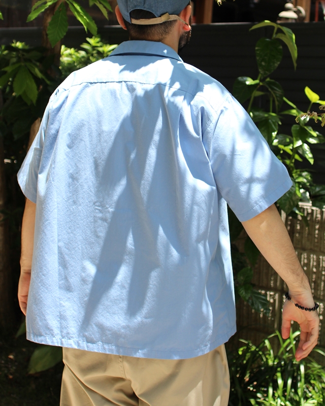 nanamica Open Collar H/S Shirt ブルー
