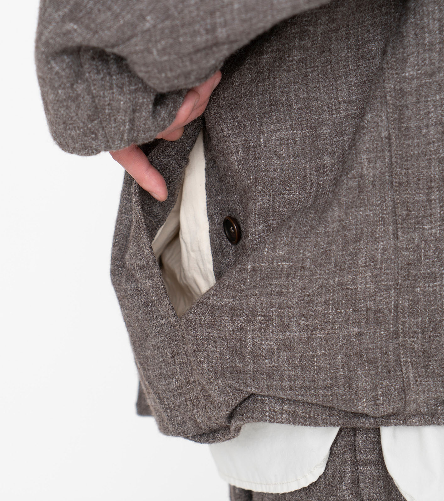 △nanamica ナナミカ Wool Linen Band Collar Jacket ウール リネン