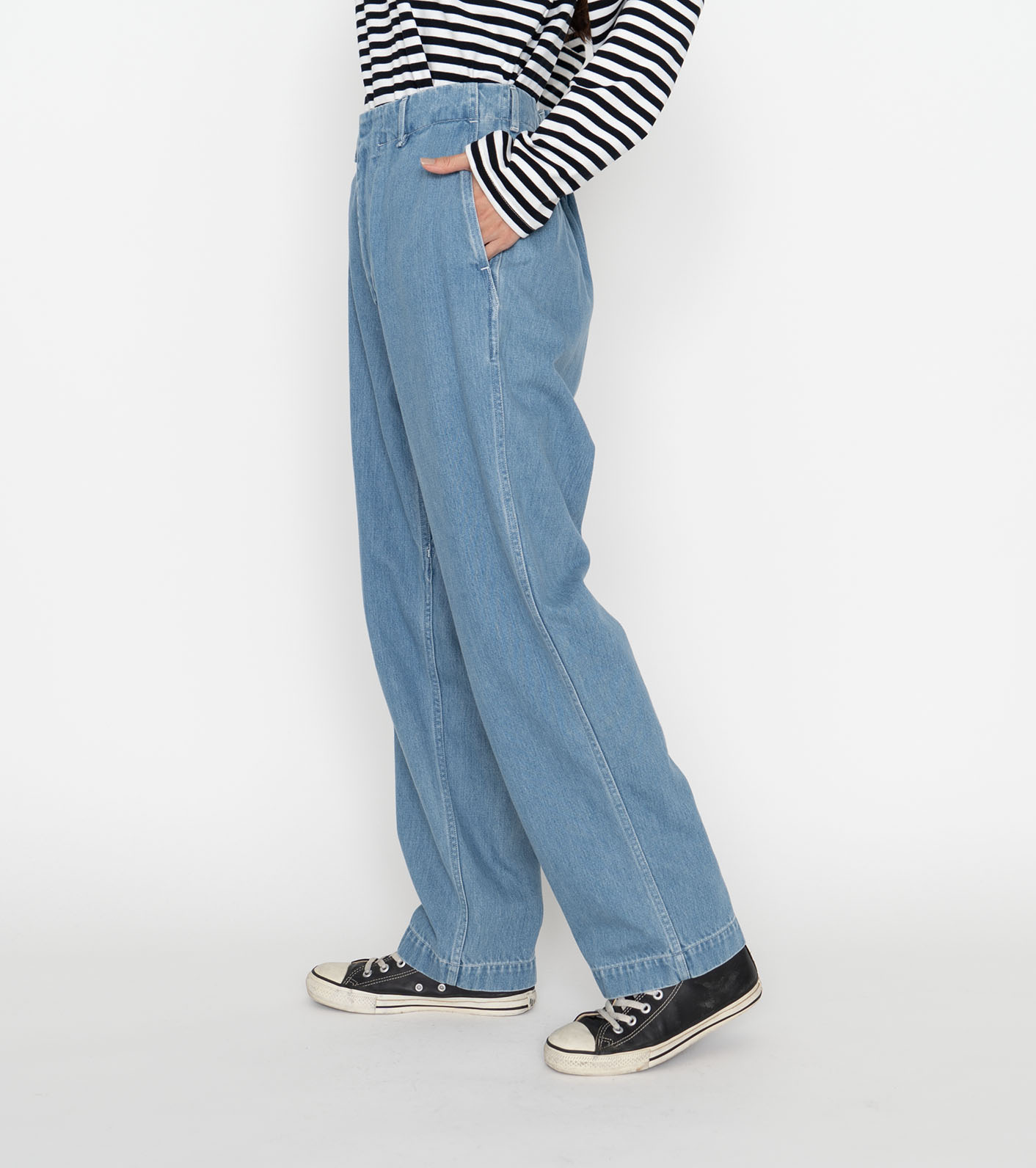 wide denim pants / high waist jeans